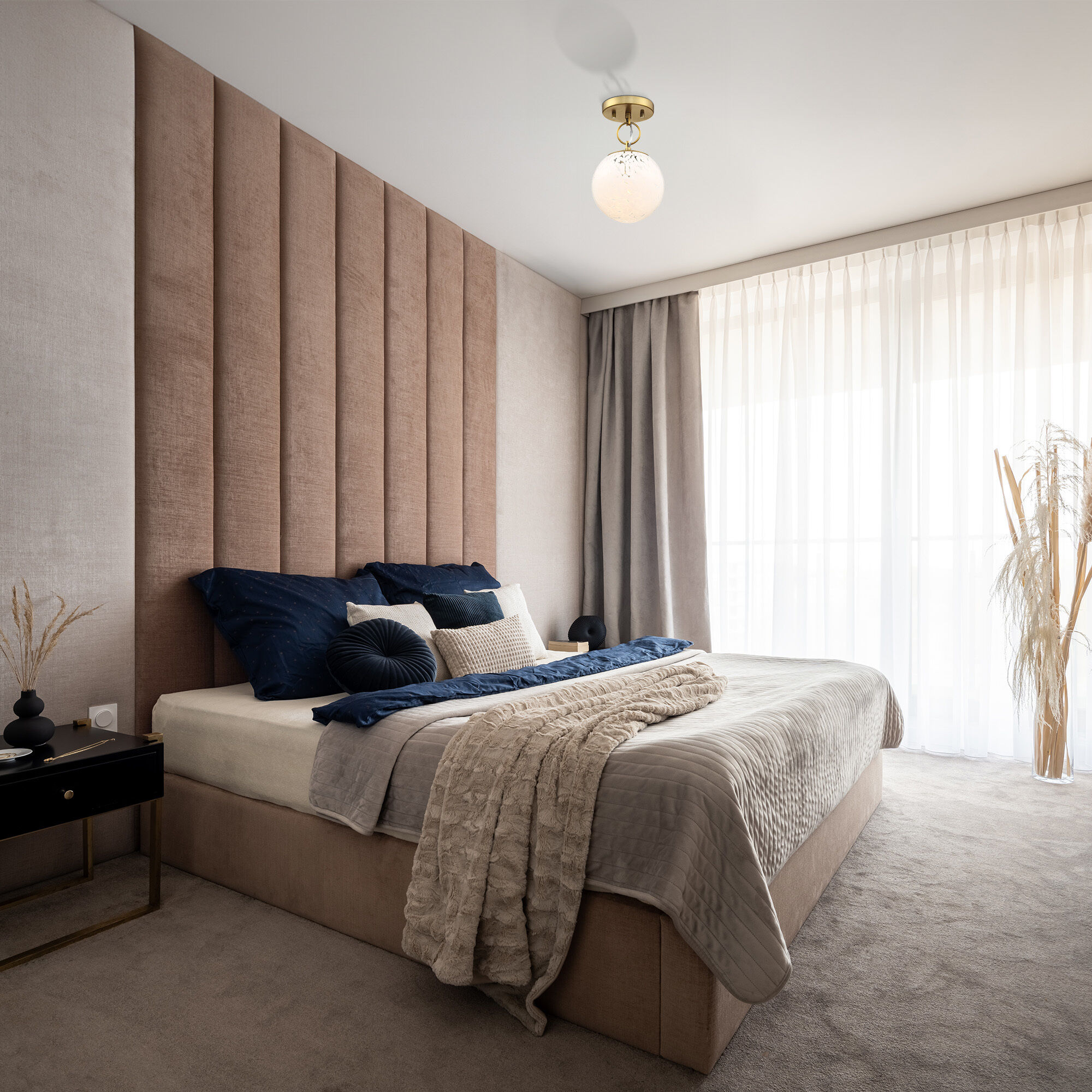 Wine Flower 1 Light 7 inch Brushed Gold Semi Flush Mount Ceiling Light